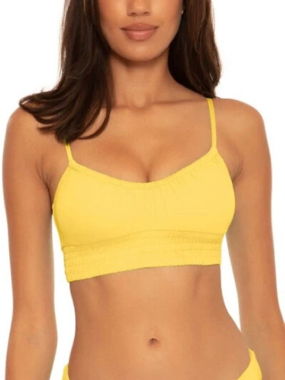 Becca‎ Color Code Smocked Bralette Bikini Top Banana Yellow 853227 M/M NEW